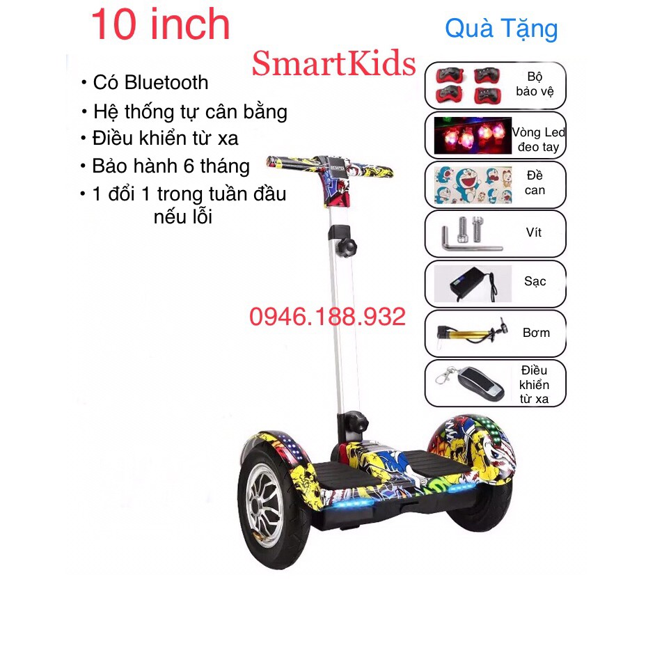 Xe Cân Bằng Điện Có Tay Cầm A8 Bánh 10 inch có Bluetooth