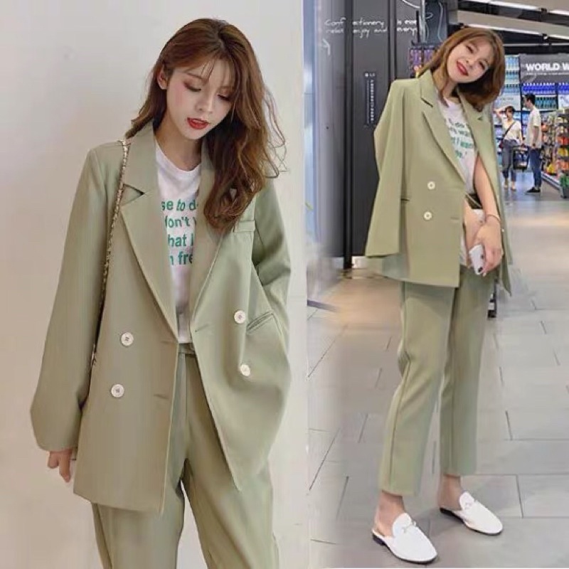 (Hàng có sẵn) Bộ suit đẹp phong cách Hàn Quốc (có ảnh chụp thật)