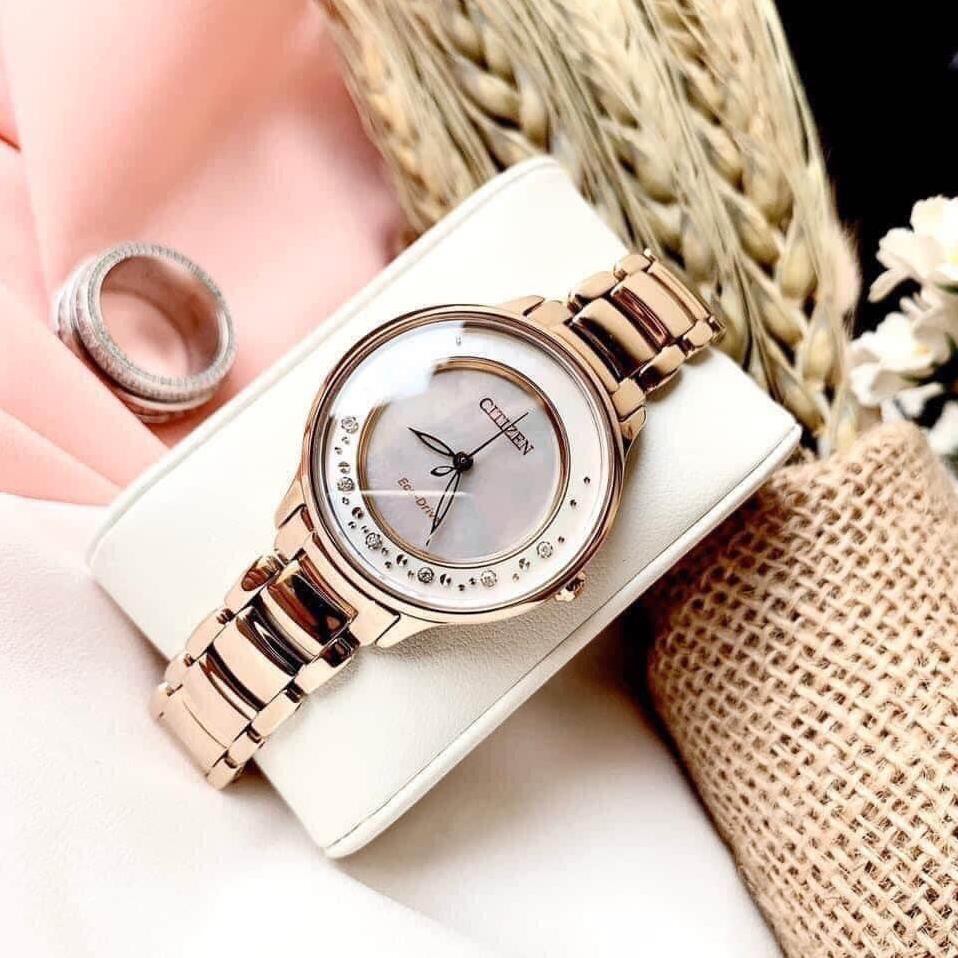 Đồng hồ nữ chính hãng Citizen EM0382-86D - Máy Quartz Pin Eco Drive năng lượng ánh sáng - kính Sapphire