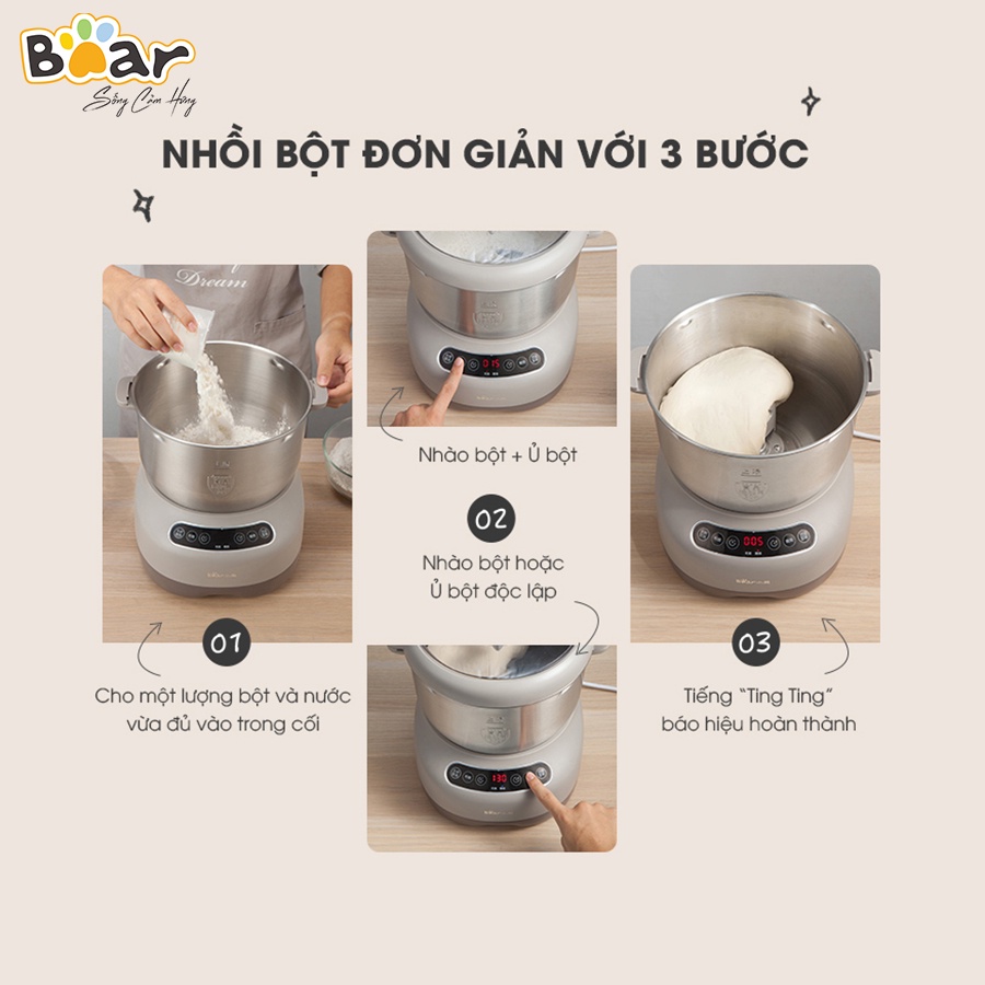 [Có sẵn] Máy nhà, trộn bột bear 7L, chính hãng, bảo hành 12 tháng!!!