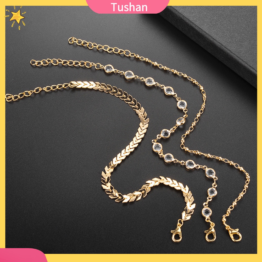 Bộ 3 vòng kim loại đeo cổ chân thiết kế độc đáo