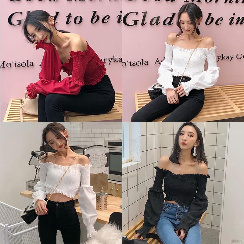 Áo croptop tay dài hở vai sành điệu cho nữ