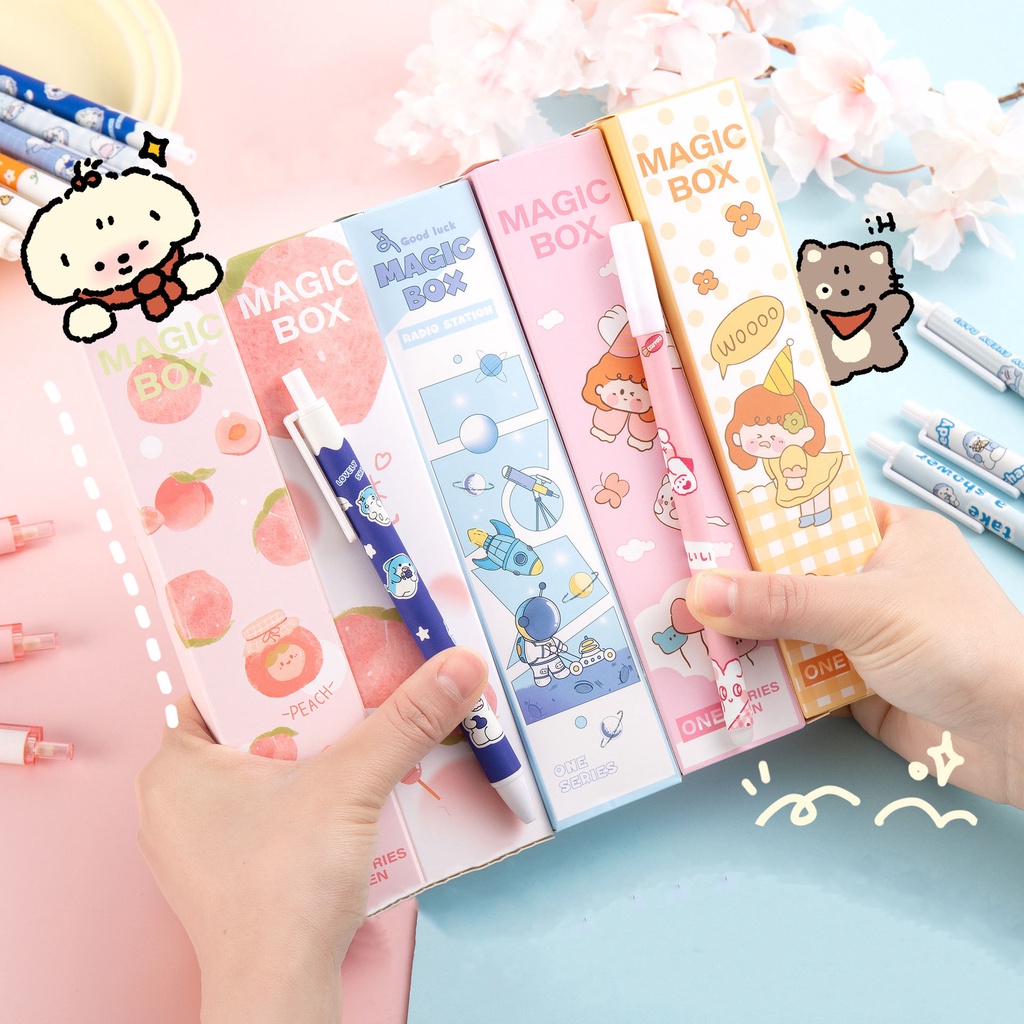 Hộp Bút Mực Gel Họa Tiết Hoạt Hình Dễ Thương Cho Học Sinh