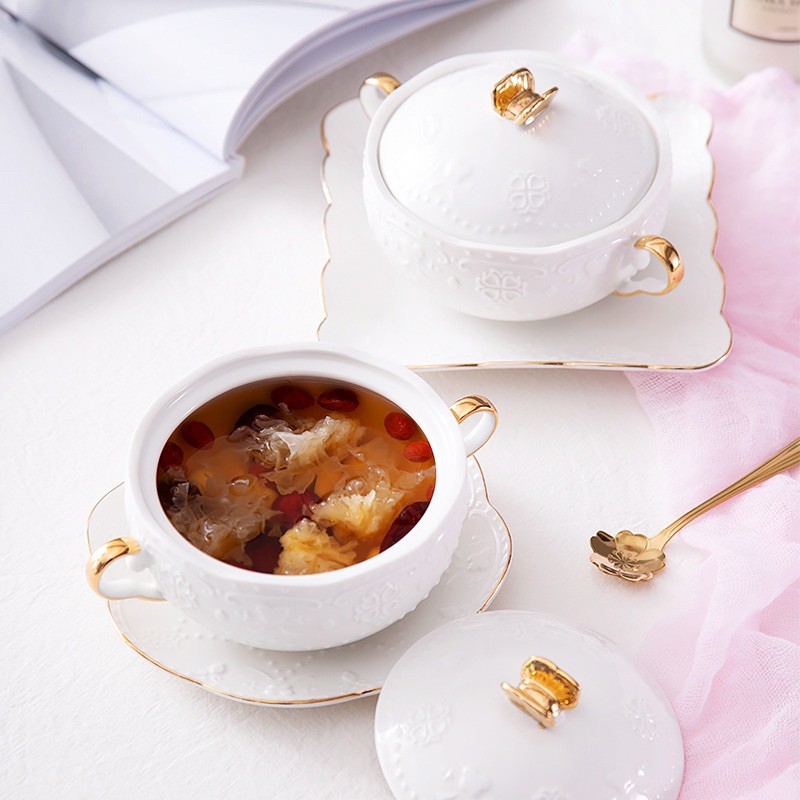 Bát có nắp đựng tổ yến chưng, chè phong cách hoàng gia