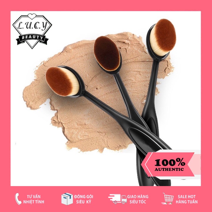 Cọ tán kem nền kiểu bàn chải lông mềm mịn - cọ trang điểm đánh kem nền hình oval