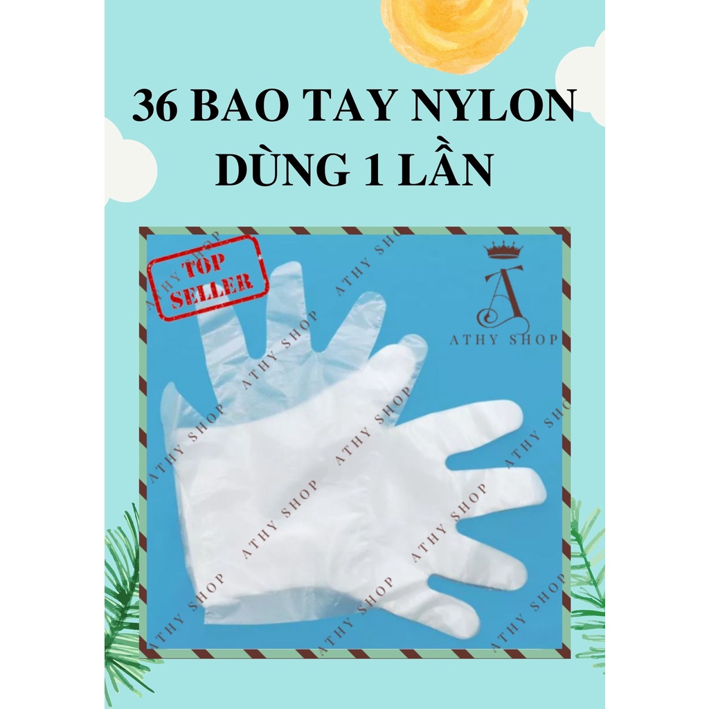 HỘP 36 BAO TAY NILON DÙNG 1 LẦN, bao tay làm bếp tiện lợi, nylon gloves, bao tay sử dụng một lần bao tay lột vỏ tôm cua