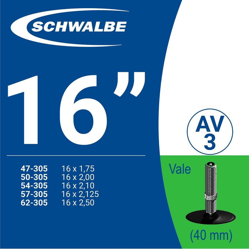 [CHÍNH HÃNG] RUỘT XE ĐẠP SCHWALBE 16” AV3 (40MM) (1 cái)