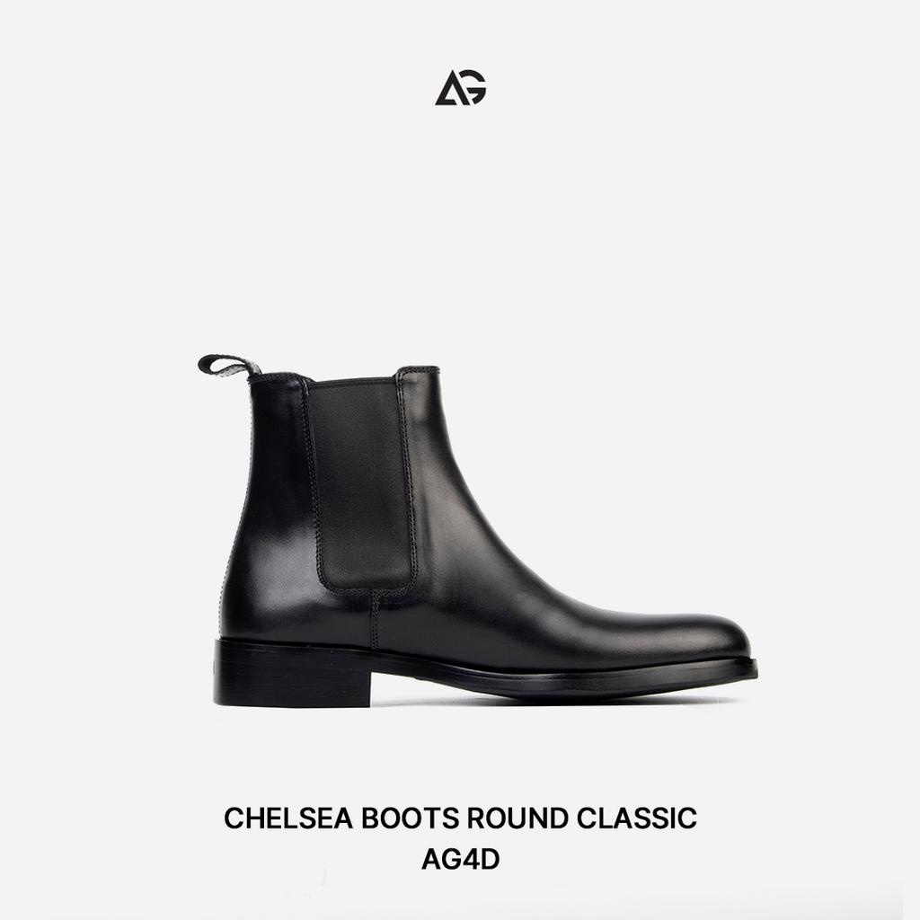 Giày Chelsea boots nam phiên bản mũi tròn, da bò cao cấp nhập khẩu handmade AUGUST SHOES AG4D chính hãng bảo hành 12 thá