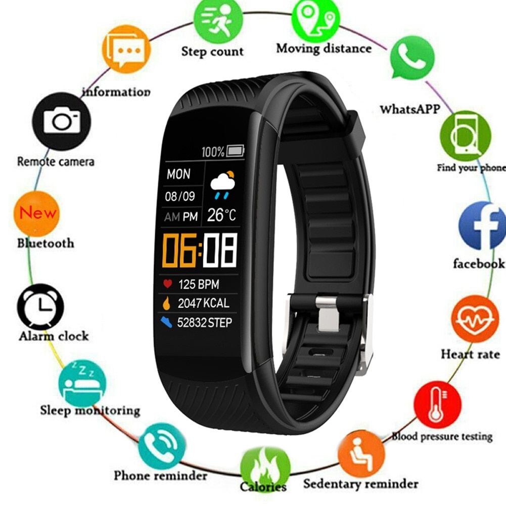 Đồng Hồ Thông Minh Có Đèn Led Độ Phân Giải Cao/ Chống Thấm Nước 24 Giờ Cổng Sạc USB Cho GPS