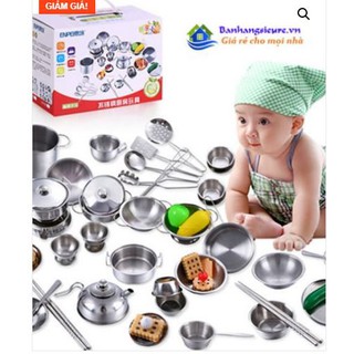 Bộ đồ chơi nấu ăn nhiều chi tiết bằng inox cho bé gái( hàng như hình )