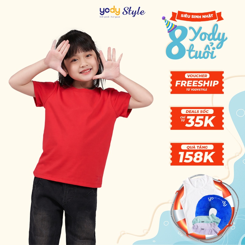 Áo thun trẻ em YODY form nhỏ nhiều màu vải cotton in logo yody - TSK5187