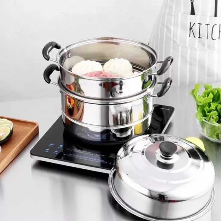 NỒI HẤP INOX 3 TẦNG SIÊU TỐC KÍCH THƯỚC LỚN CHỐNG DÍNH TỐT - XỬNG HẤP THỨC ĂN 3 TẦNG INOX 304 CAO CẤP HẤP XÔI HẤP BÁNH