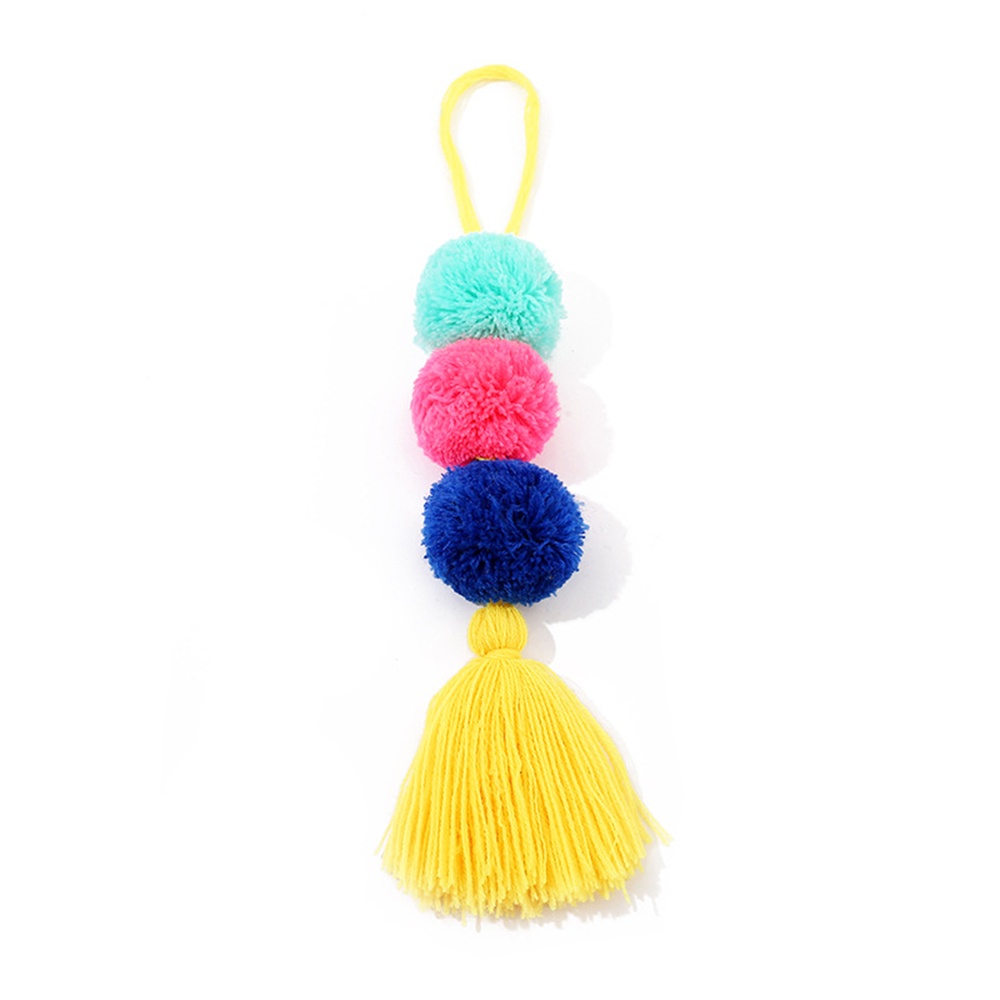 Móc Khóa Đính Quả Bông Và Tua Rua Phong Cách Boho Thời Trang