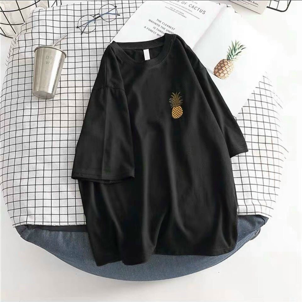 Áo thun tay lỡ form rộng unisex nam nữ in hình hoa quả mùa hè t33