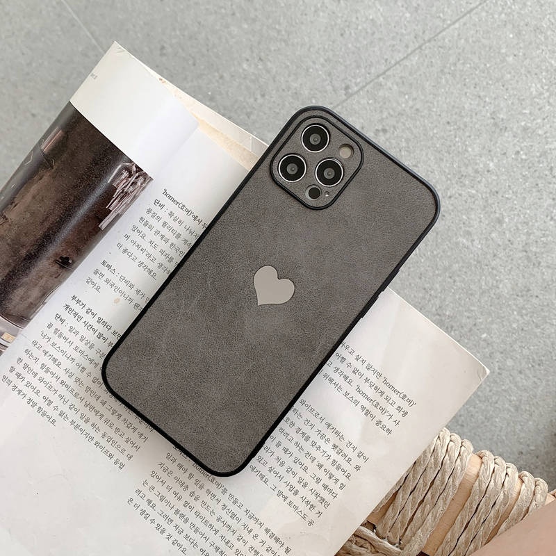 Ốp Điện Thoại Da Mềm Hình Trái Tim Thời Trang Cho iPhone 11 12 13 Pro Max 7 8 SE 2020 X XS XR Max 12Mini 13