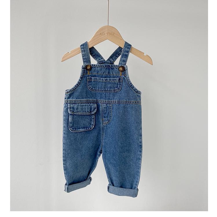 [Babycat] Hàng Có Sẵn Quần Yếm Jean Phong Cách Nhật Bản Mới Phong Cách Phương Tây Cho Bé Trai Dễ Phối Đồ