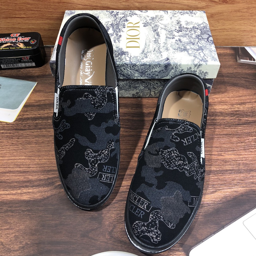 [Bán rẻ lấy khách] Giày nam ❤️FREESHIP❤️ Giày vải bò màu đen MONCLEAR thoáng khí phong cách Hàn Quốc