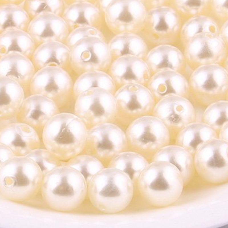 Bộ 200 Hạt Ngọc Trai Nhân Tạo 6mm Màu Trắng Ngà Dùng Làm Đồ Thủ Công