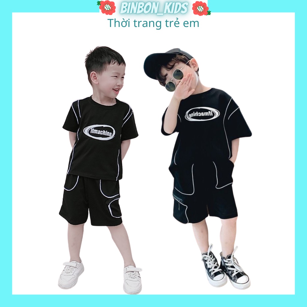 Đồ bộ hè thể thao bé trai Binbon-kids,  quần áo bé trai QATET02 chất cotton mềm cho bé từ 6-27kg
