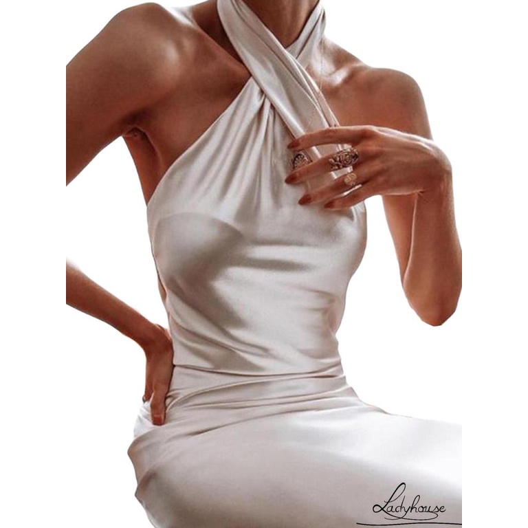 Đầm Dài Một Mảnh Ôm Dáng Hở Lưng Màu Trơn Lấp Lánh Gợi Cảm Cho Nữ