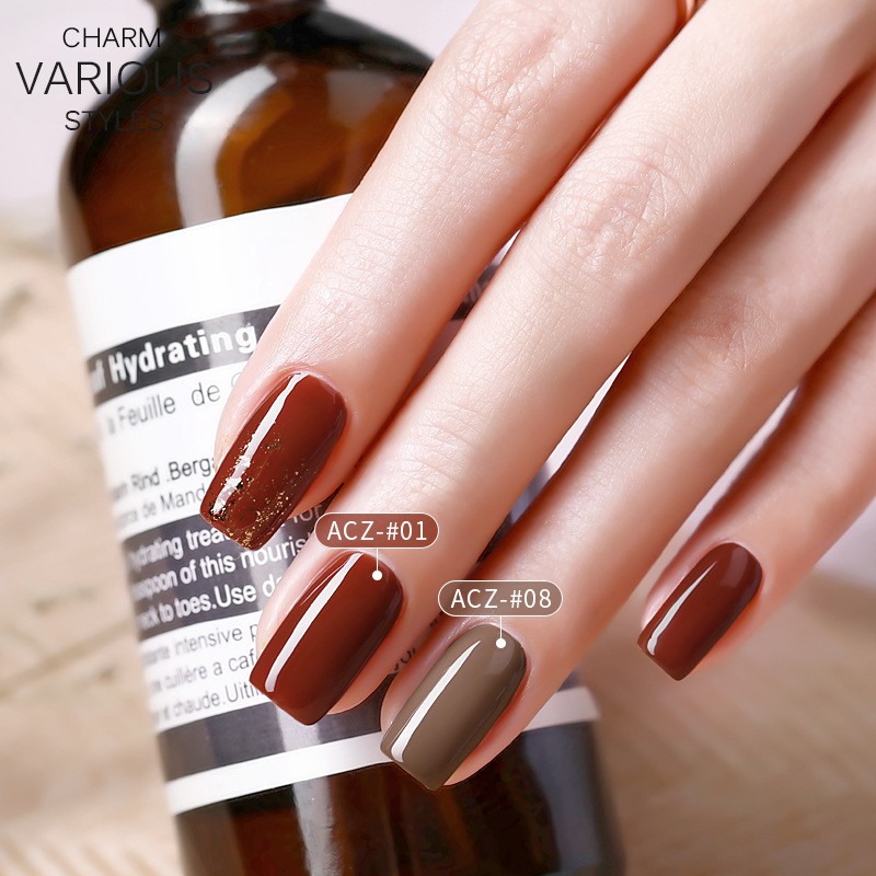 Sơn gel AS sơn móng tay gel dùng máy hơ gel làm nail tone nâu socola nâu đất nâu tây VUA SƠN AS mã ACZ 15ml