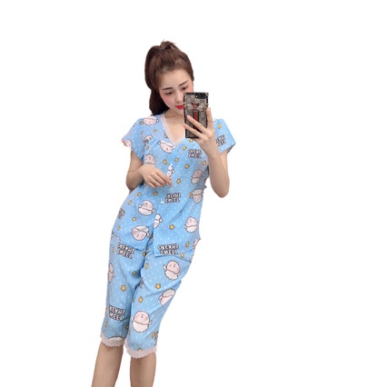 Đồ Bộ Lửng Bigsize Cổ Tim Ren 50-110kg Chất Lụa Mềm Mịn Phối Ren Trẻ Trung Đồ Mặc Nhà Cho nữ