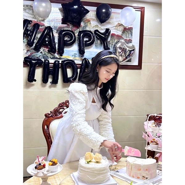 Bóng chữ happy birthday trang trí sinh nhật 40cm kèm dây treo, tổng hợp các màu
