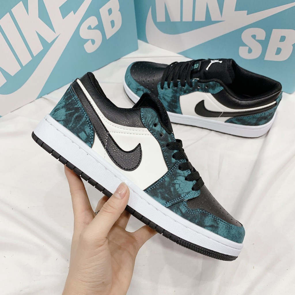 Giày thể thao jordan 1 low tie dye, giày sneaker jd xanh loang cổ thấp nam nữ đủ size 36-43