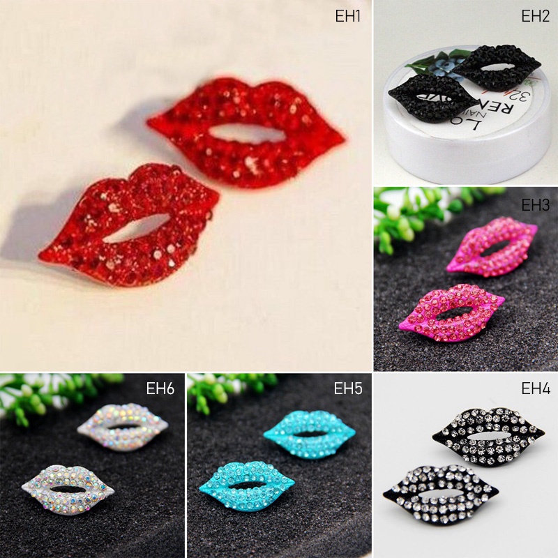 Bông Tai Hình Đôi Môi Đính Đá Ngọc Trai Toàn Diện Thời Trang Cho Nữ