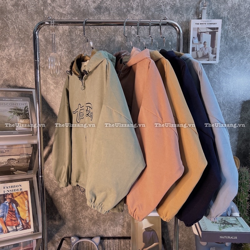 Áo khoác da lộn quảng châu 2 lớp khóa zip form rộng dơi tay phồng thêu TAK.KEP - DL2003