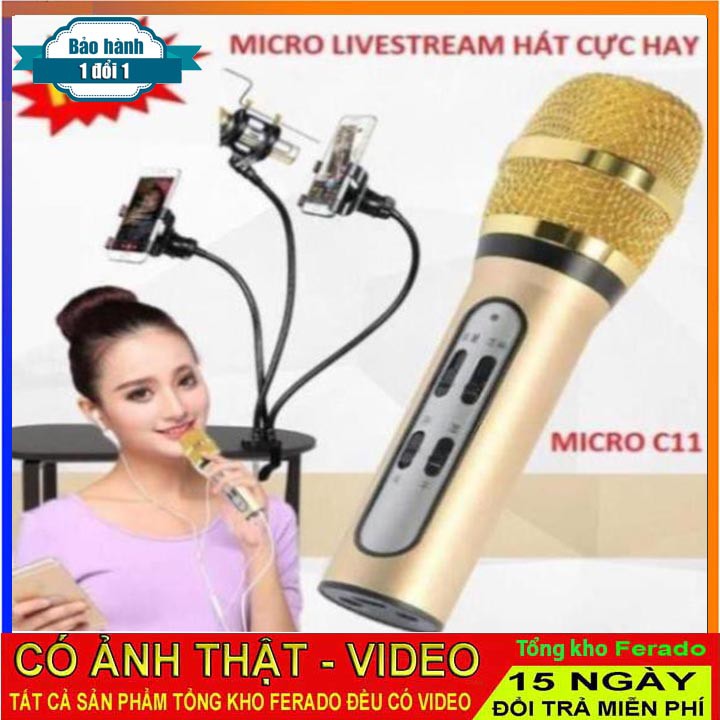 Micro C11 thu âm live stream loại cao cấp kèm tai phone