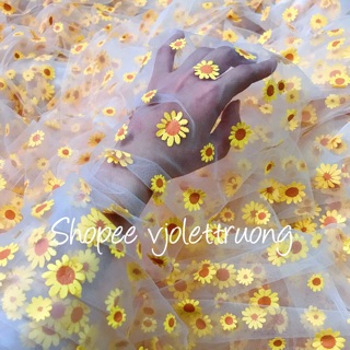 Sỉ vải cúc hoạ mi may cột tóc scrunchies mẫu mới siêu đẹp