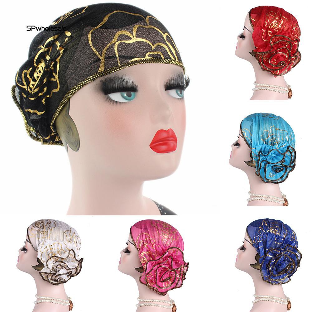 Mũ Trùm Đầu Phối Ren Hoa Thời Trang Cho Phụ Nữ Hồi Giáo
