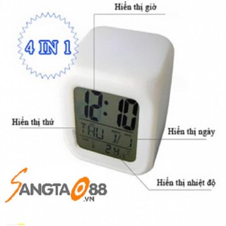 Đồng hồ phát sáng đổi màu ( ĐÈN NGỦ, ĐỒNG HỒ, BÁO THỨC, LỊCH, NHIỆT ĐỘ ) SSHCN