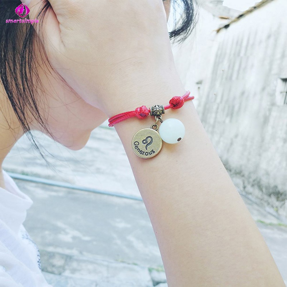 Vòng tay mặt hình 12 cung hoàng đạo phát sáng trong bóng tối kiểu dáng đơn giản cổ điển