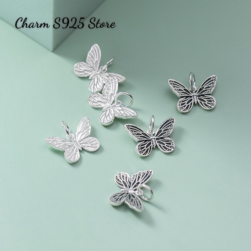 charm bạc butterfly mix đá bạc thái và bạc ta s925