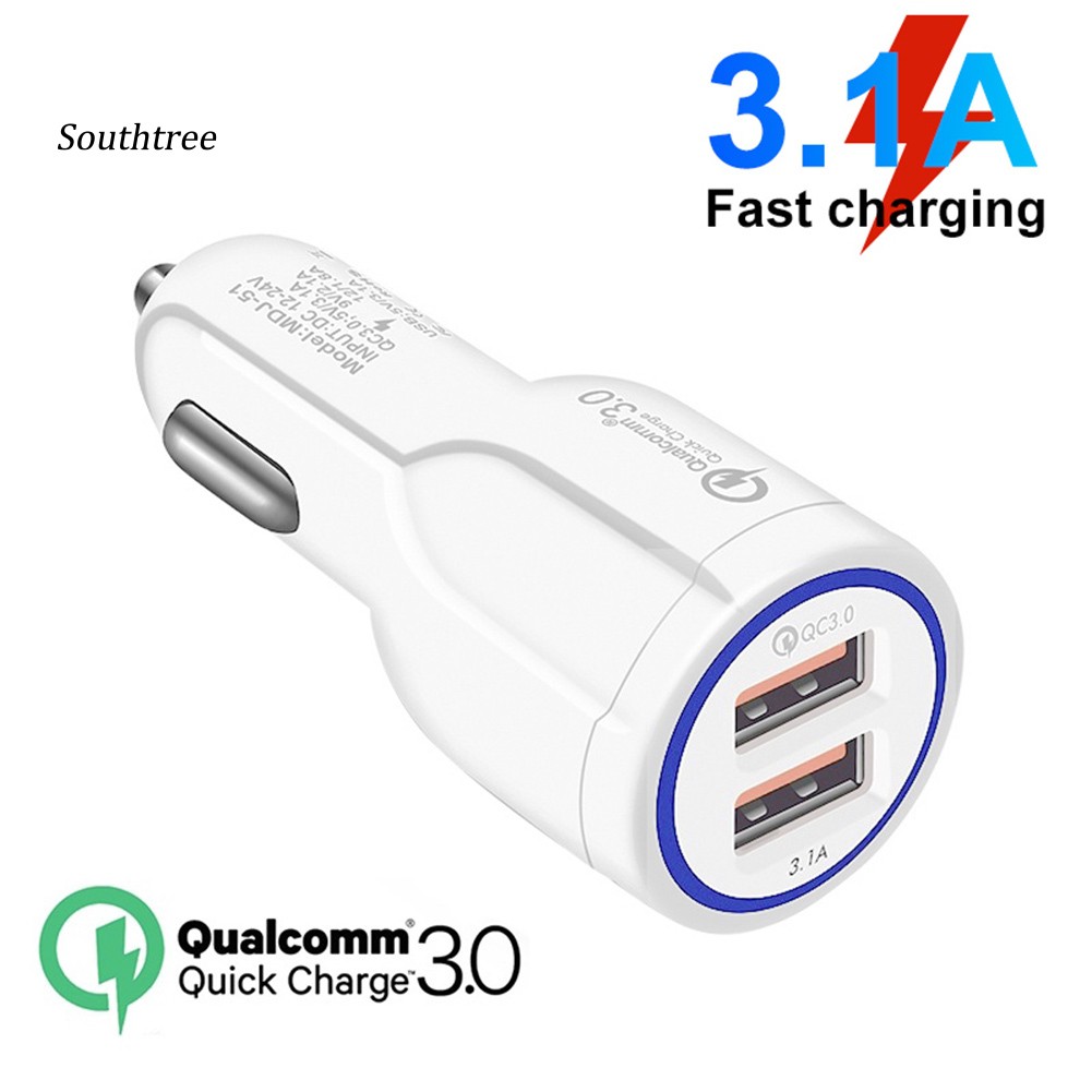 Củ sạc 2 cổng USB 3.1A QC 3.0 nhanh tiện dụng cho xe hơi
