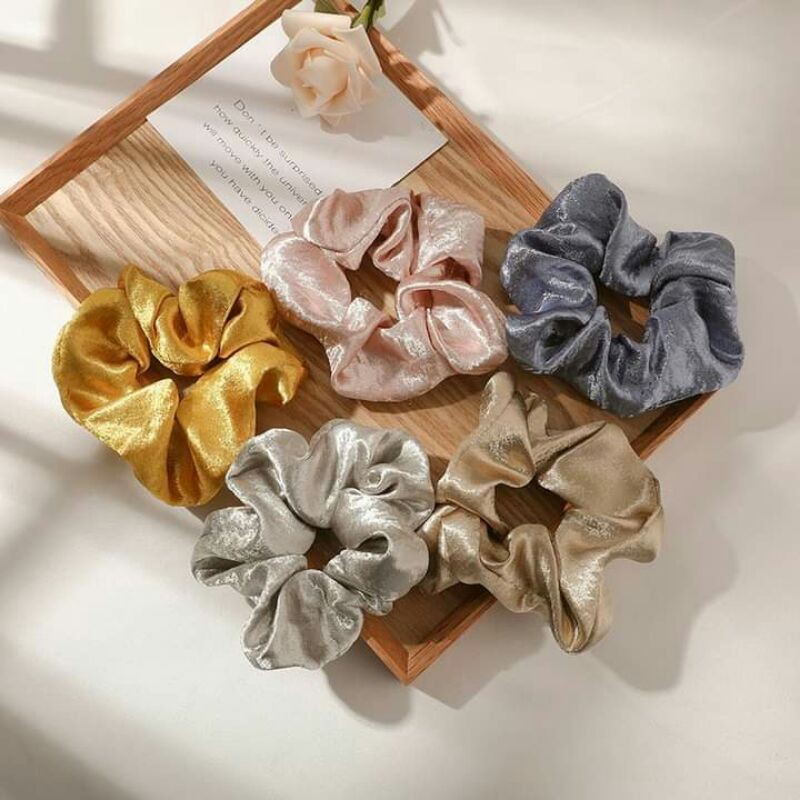 Cột Tóc Vải Scrunchies Phong Cách Hàn Quốc