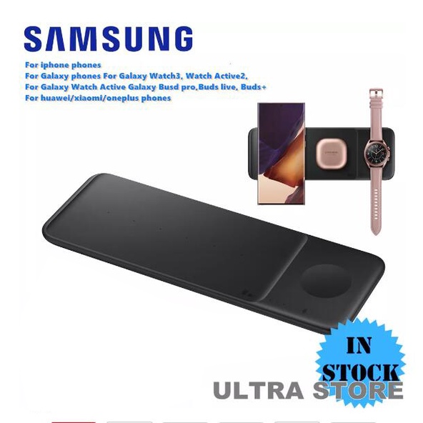 SAMSUNG Đế Sạc Nhanh Không Dây 3 Trong 1 Cho Galaxy Watch 3/Active 2 EP-P6300
