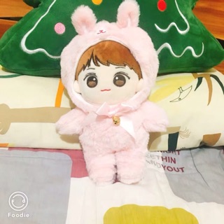 Bộ thú thỏ hồng cho doll (hàng sẵn)