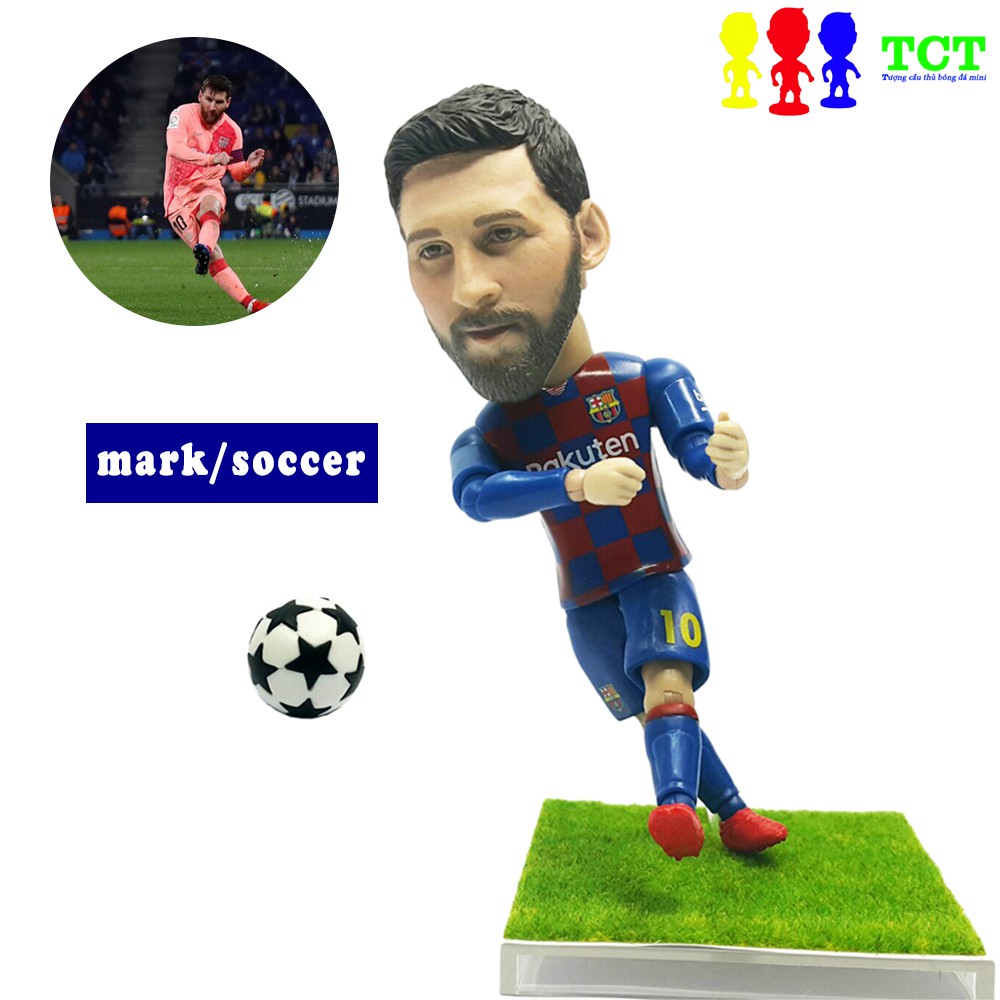 Tượng cầu thủ bóng đá MarkSoccer 13cm Messi - Barcelona thỏa thích tạo dáng