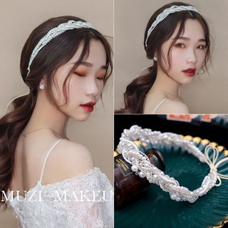 Cài tóc cô dâu dây hạt trai đài loan bện dây đá kiểu băng đô buộc mẫu cài tóc mới t3- 2024 Giangpkc Sp220667