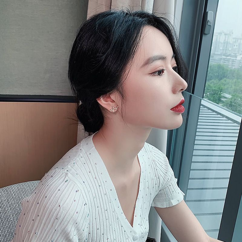 Bông Tai Mạ Bạc 925 Hình Trái Tim Phong Cách Hàn Quốc Thời Trang Cho Nữ