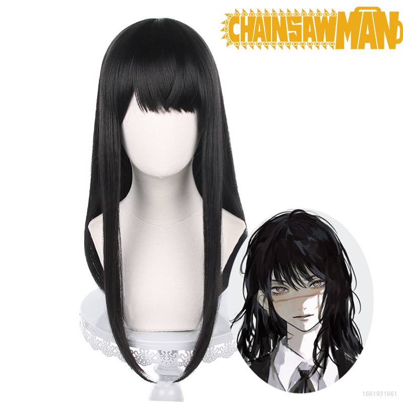 Tóc Giả Dài Màu Đen Hóa Trang Nhân Vật Mitaka Asa Trong Chainsaw Man