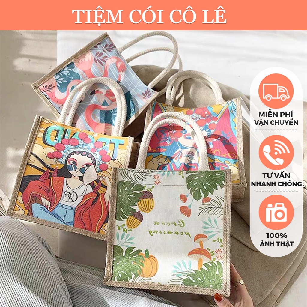 Túi cói vuông mini họa tiết cực xinh gồm 10 mẫu cho nàng lựa chọn - Tiệm Cói Cô Lê