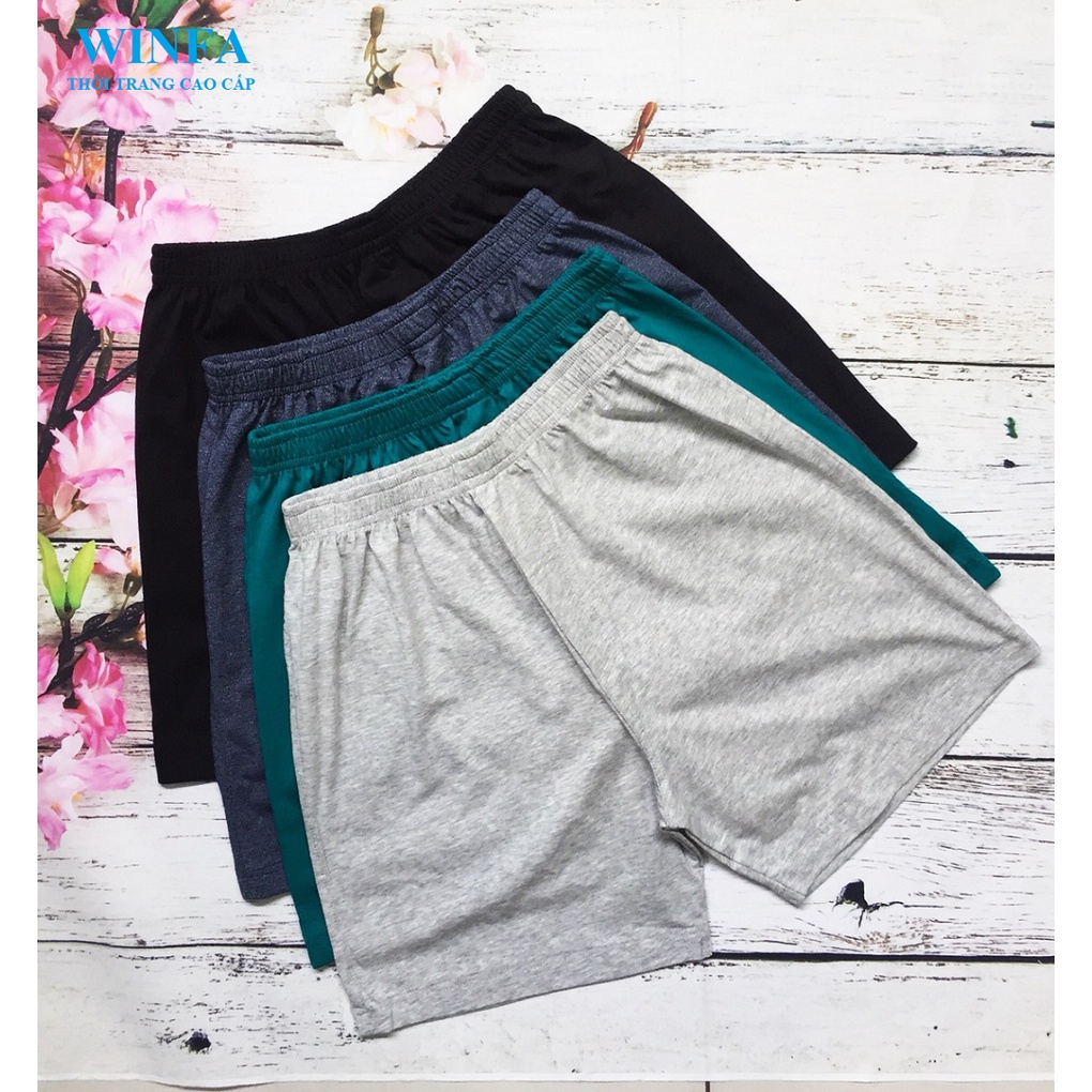 Combo 4 quần đùi nam, mặc ở nhà, mặc ngủ - quần thun nam - cotton co giãn 4 chiều, thoáng mát - 4 màu ngẫu nhiên