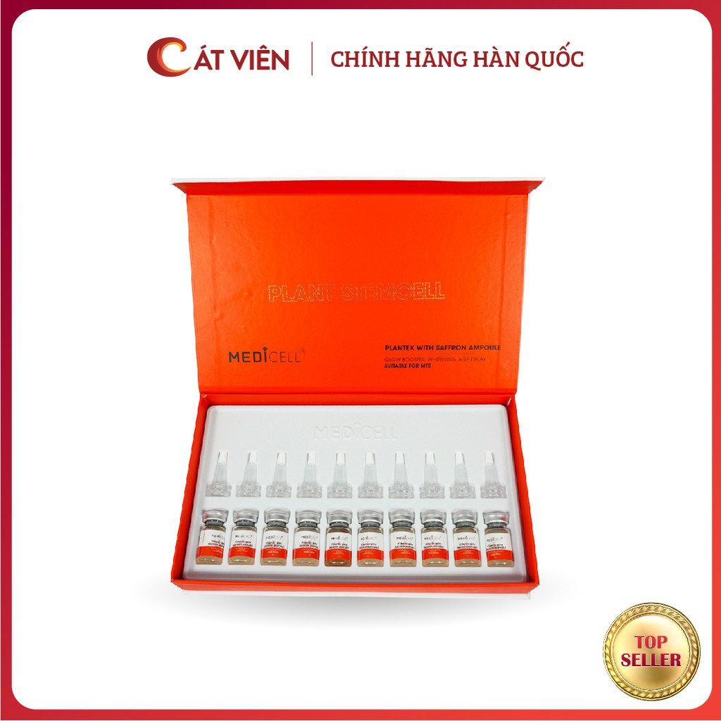 Tế bào gốc, serum kiềm dầu, cải thiện mụn, sẹo mụn, làm trắng Plantex Saffron Medicell Hàn Quốc hộp 10 lọ