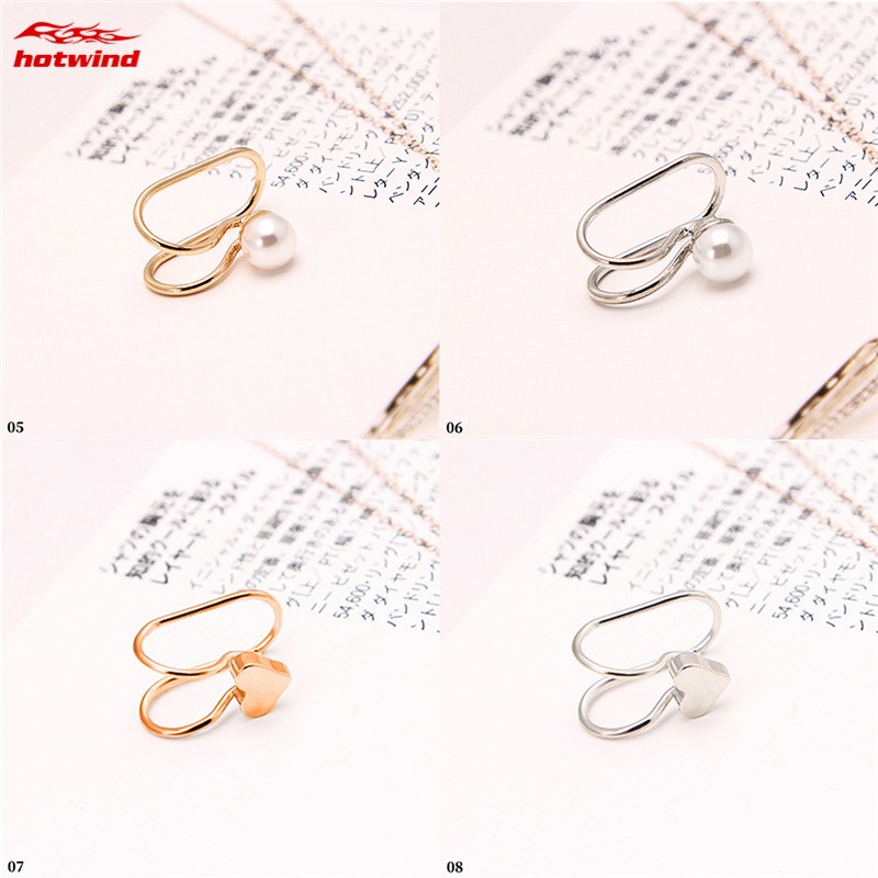 1 Khuyên Tai Chữ U Đính Đá/Ngọc Trai Thời Trang