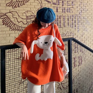 (ORDER) Áo thun nữ cộc tay đính hình nổi cún con siêu Cute form rộng