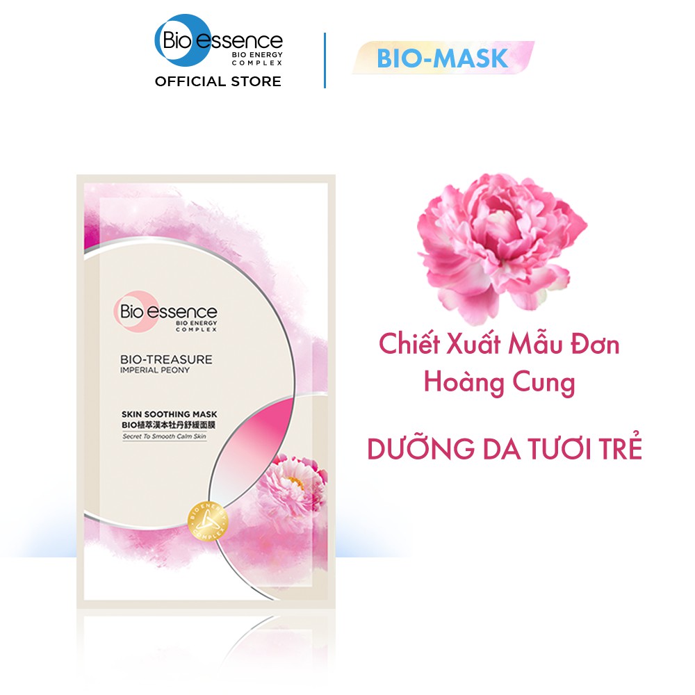 Combo 2 mặt nạ Bio-Essence Skin Soothing Mask mẫu đơn hoàng cung 20ml/cái
